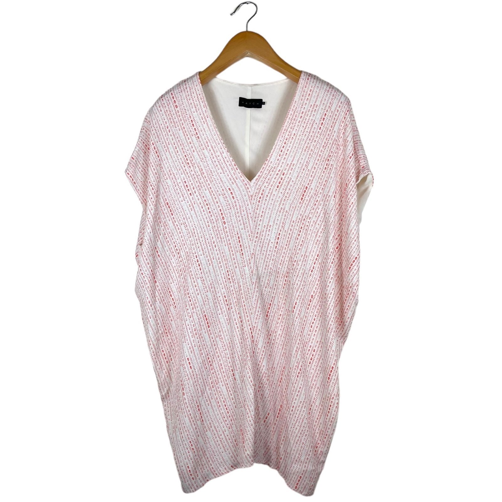 Hatch Maternity Slouch Dress Short Kaftan One Size Pink & Red Polka Dot Stripes