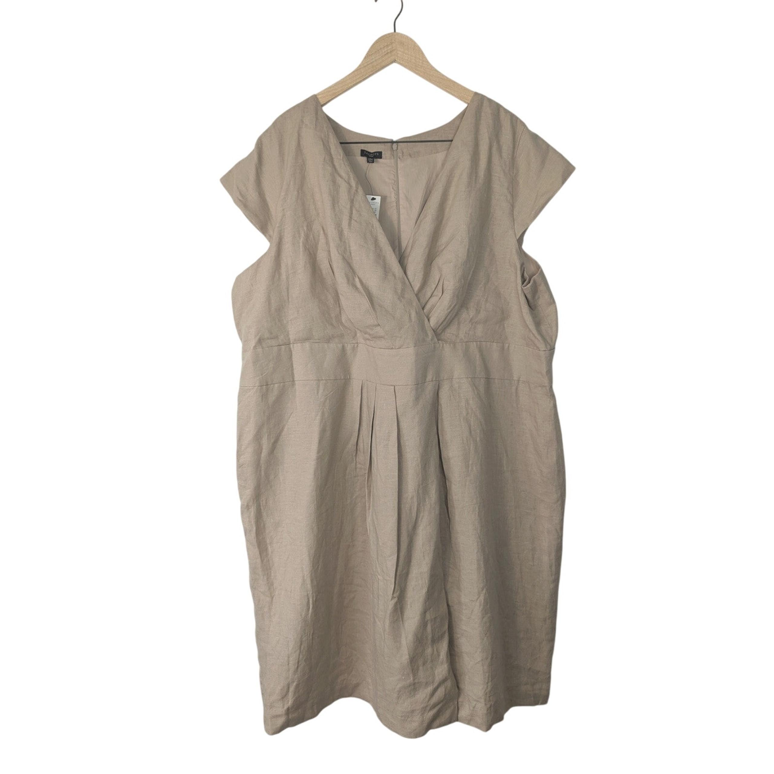 NWT Talbots Linen Faux Wrap Cap Sleeve Midi Sheath Dress