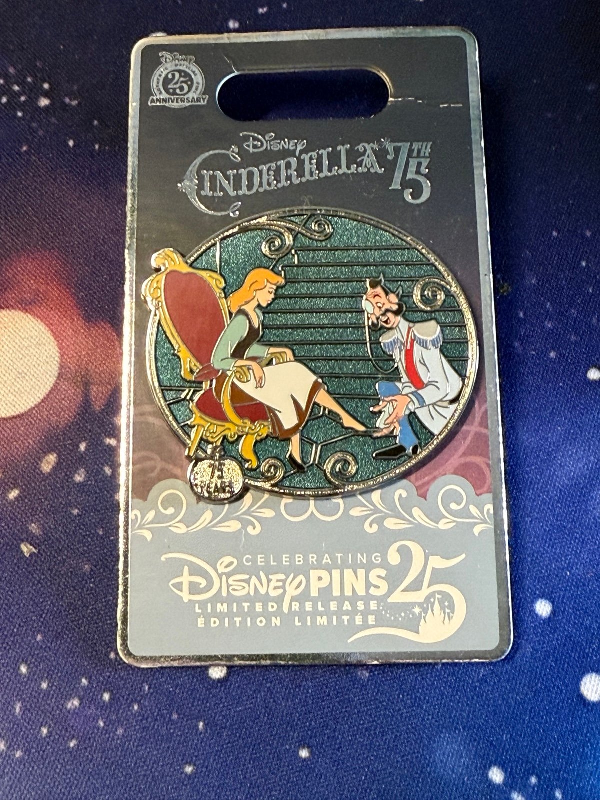 Disney Parks Cinderella 75th Anniversary Cinderella & Grand Duke Pin LR