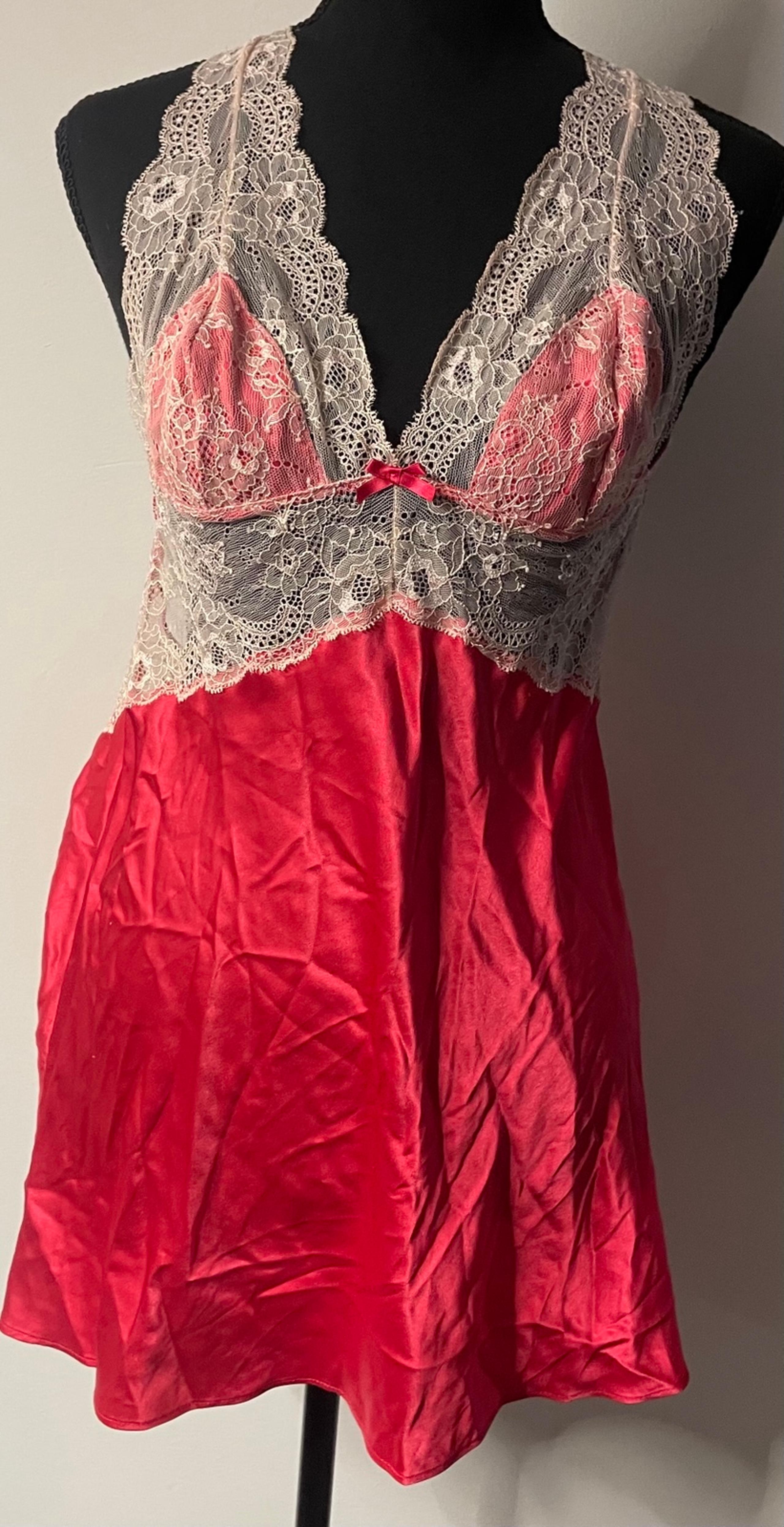 VICTORIA'S SECRET WOMEN'S CRISS CROSS BACK PINK Slip Dress STRETCH Medium Nwt