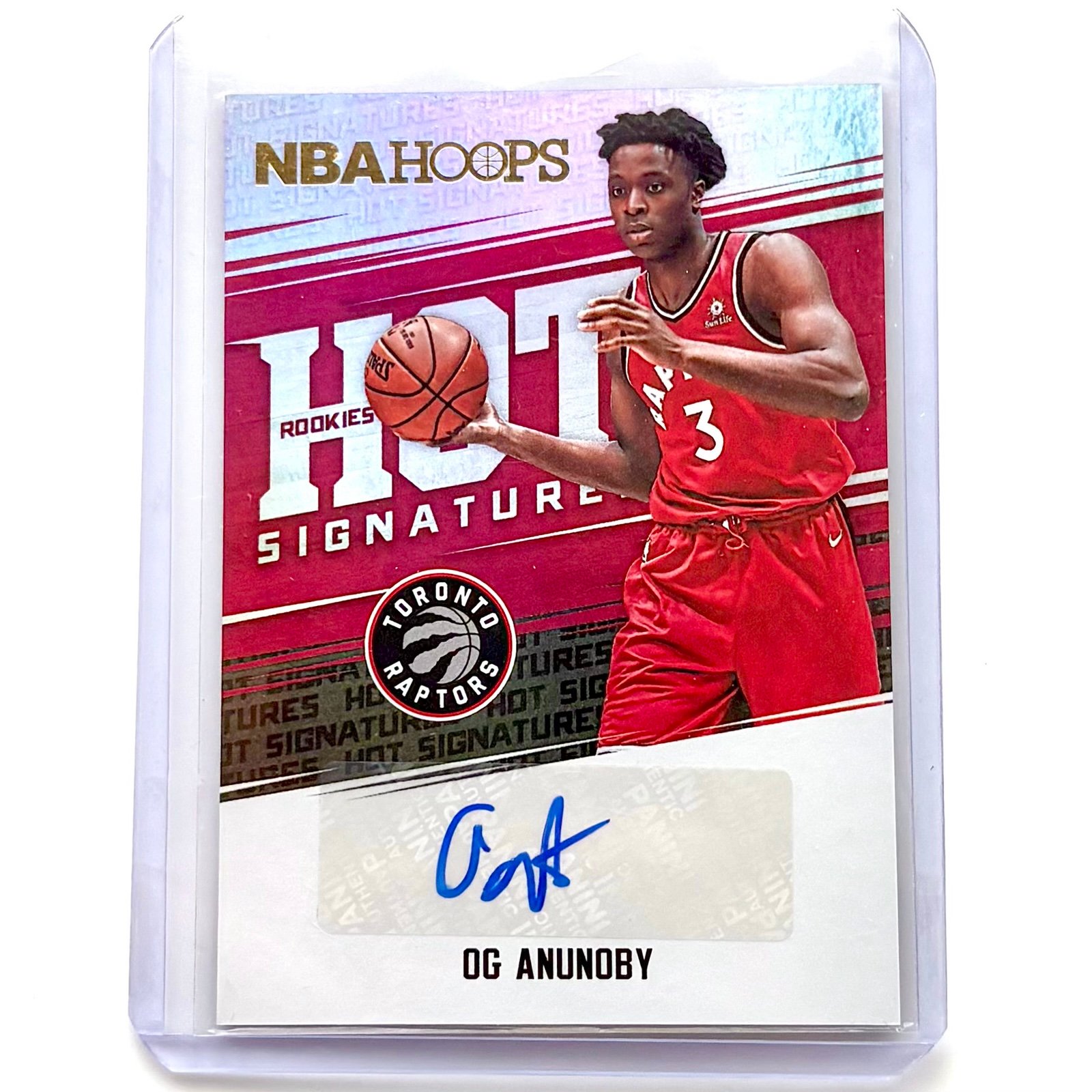 OG Anunoby Rookie Auto 2017-18 NBA Hoops Basketball Card Raptors Hot Signatures
