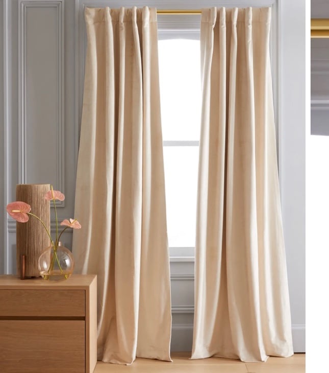 Quince Luster Velvet Blackout Curtain 48x96 champagne