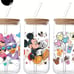 3 pack glass cup with lid and straw
