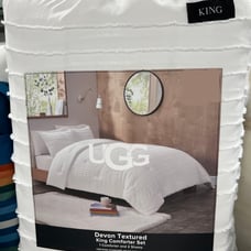 UGG Devon Textured White King Comforter Set 106”x90”