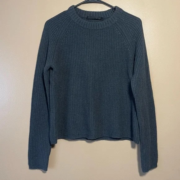 Jenni Kayne Charcoal Fisherman 100% Cashmere Crew Neck Sweater Size Small