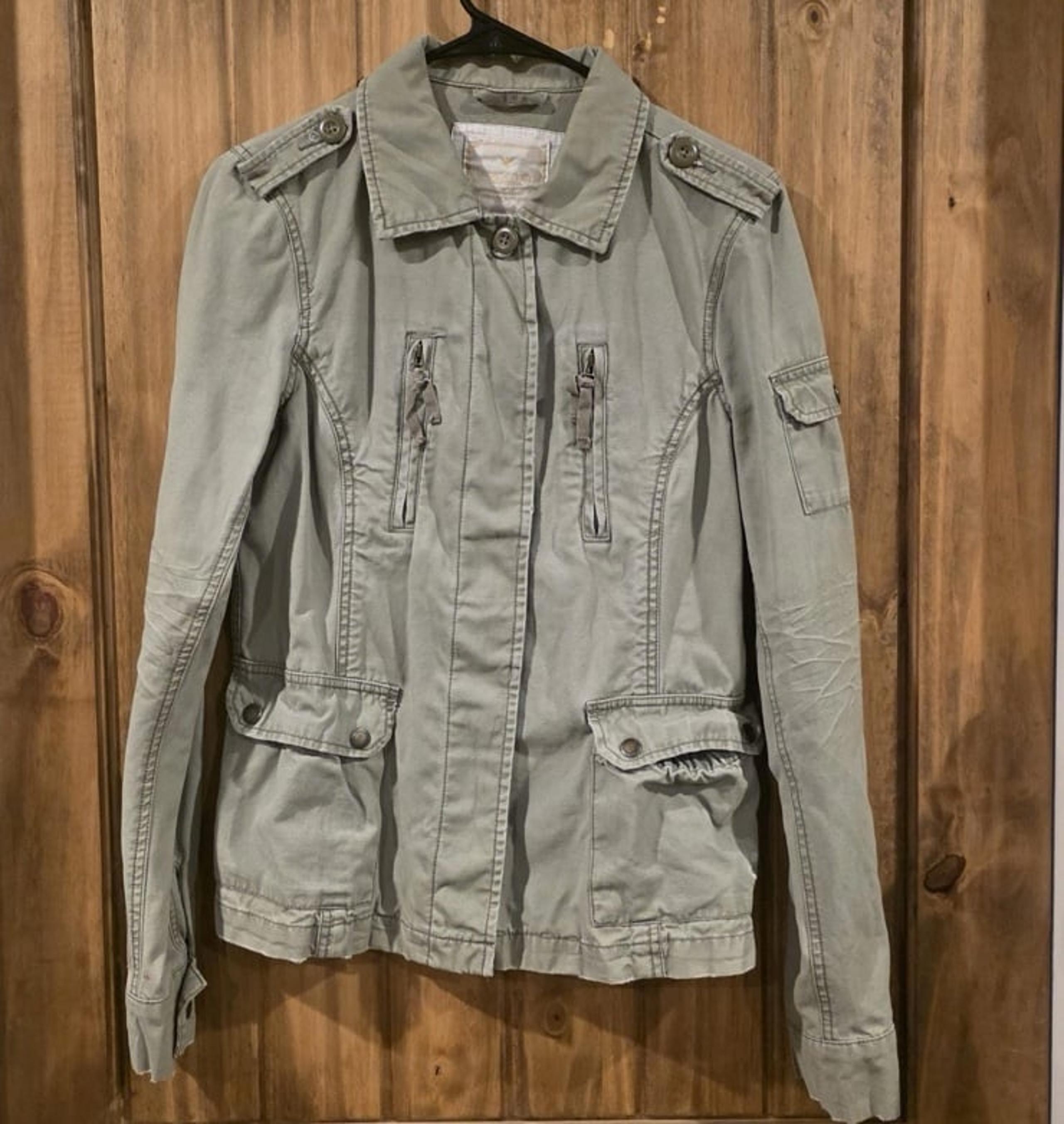 American Eagle Outfitters Jacket Women Medium Green Utility Button Up Outer