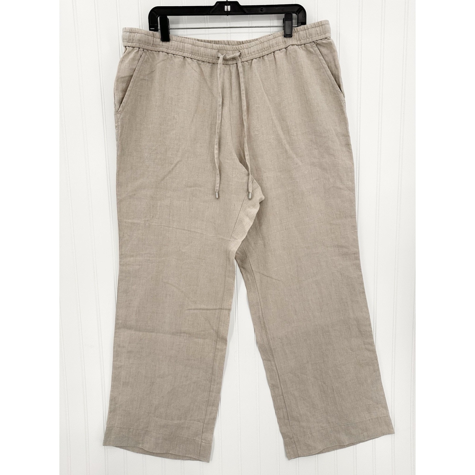 Tommy Bahama Pants Womens XL Linen Two Palms Easy Wide Leg Beige Lagenlook EUC