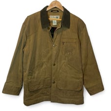 2000s Vintage LL Bean Millerain Original Wax Cotton Flannel Chore Coat Jacket XL