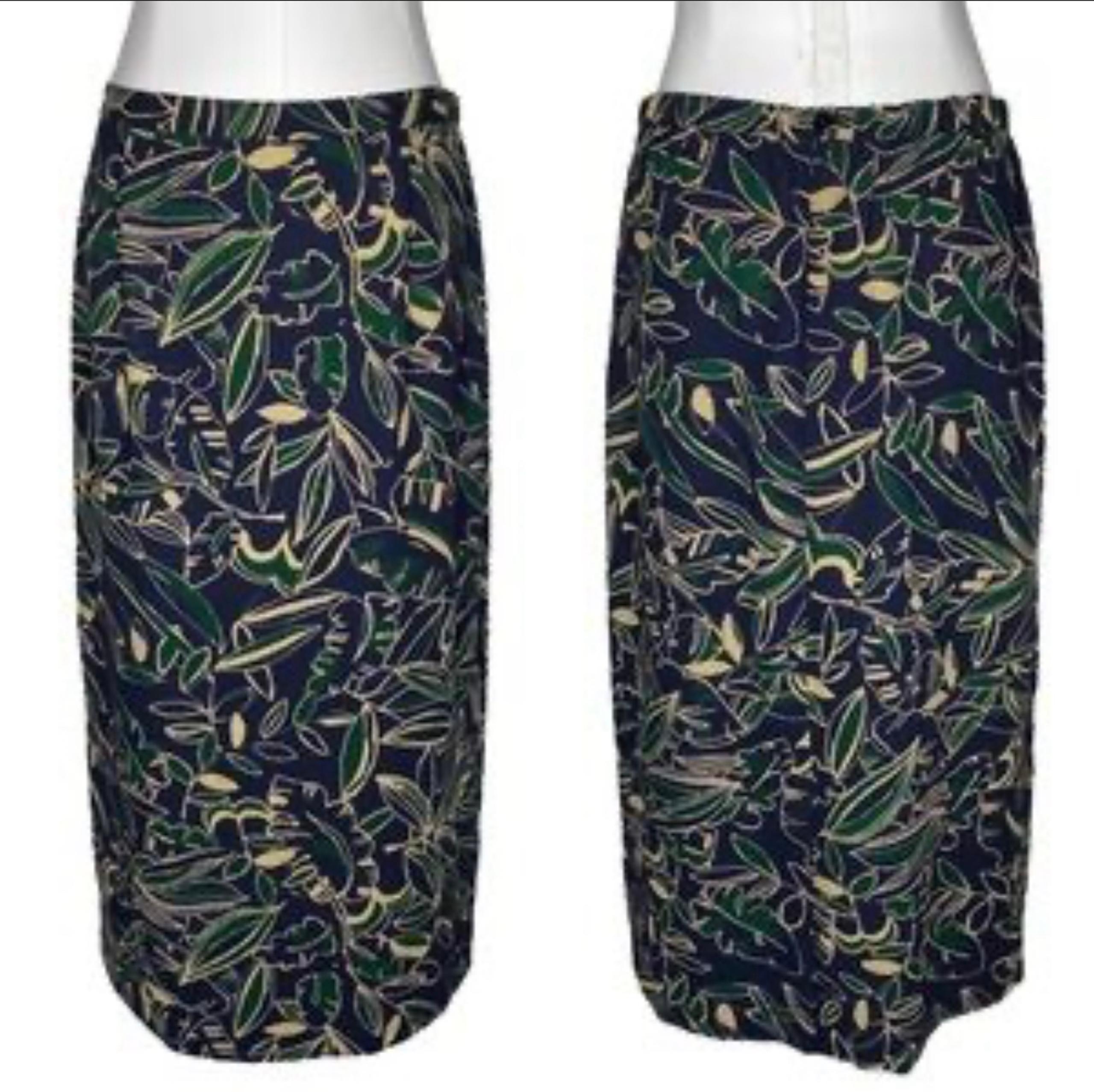 Vintage Pendleton Tropical Foliage Leaves Midi Skirt