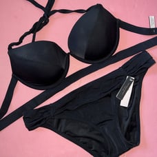 NWT Victoria's Secret banded 36C BIKINI L knockout bottom BLACK