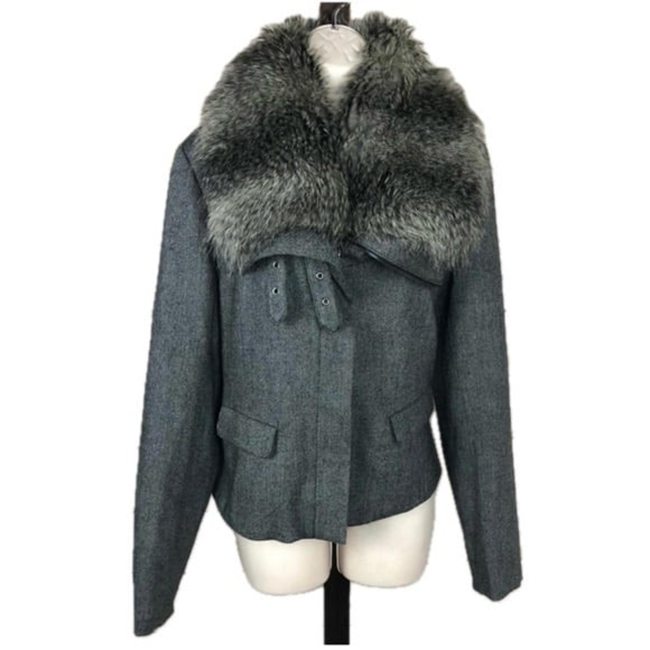 NWOT Kenneth Cole Women's Removable Fur Coat Jacket, Size Large