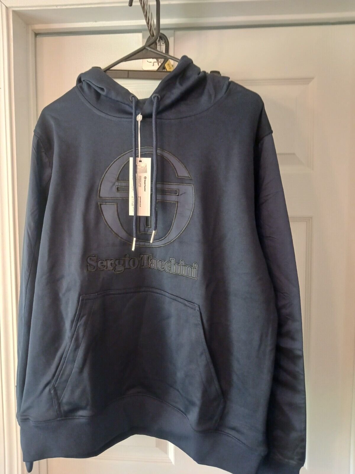 Sergio Tacchini Sweater Mens Medium Iridescent Hoodie Maritime Blue Sweatshirt