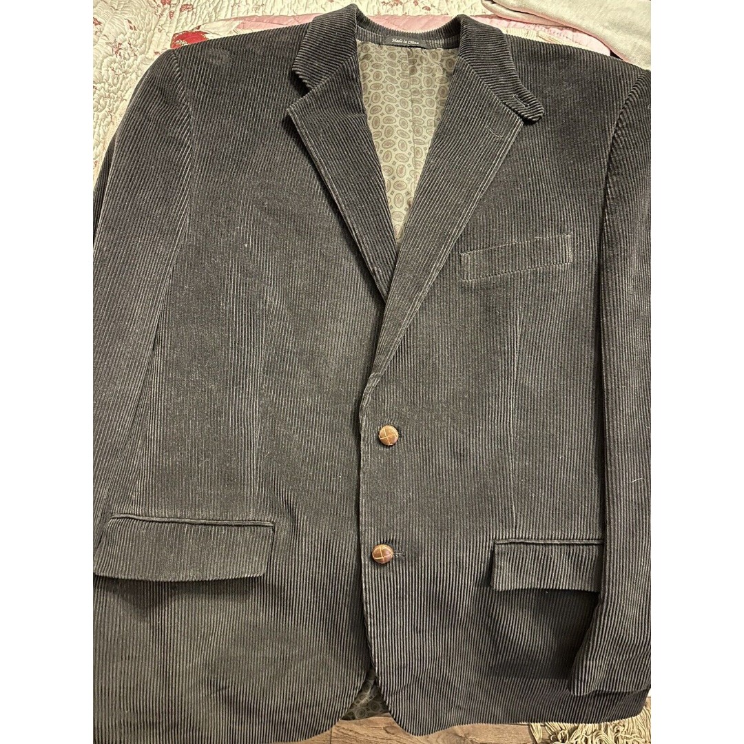 Ralph Lauren Sport Jacket Adult 42L Blazer Corduroy Coat Business Mens BLACK