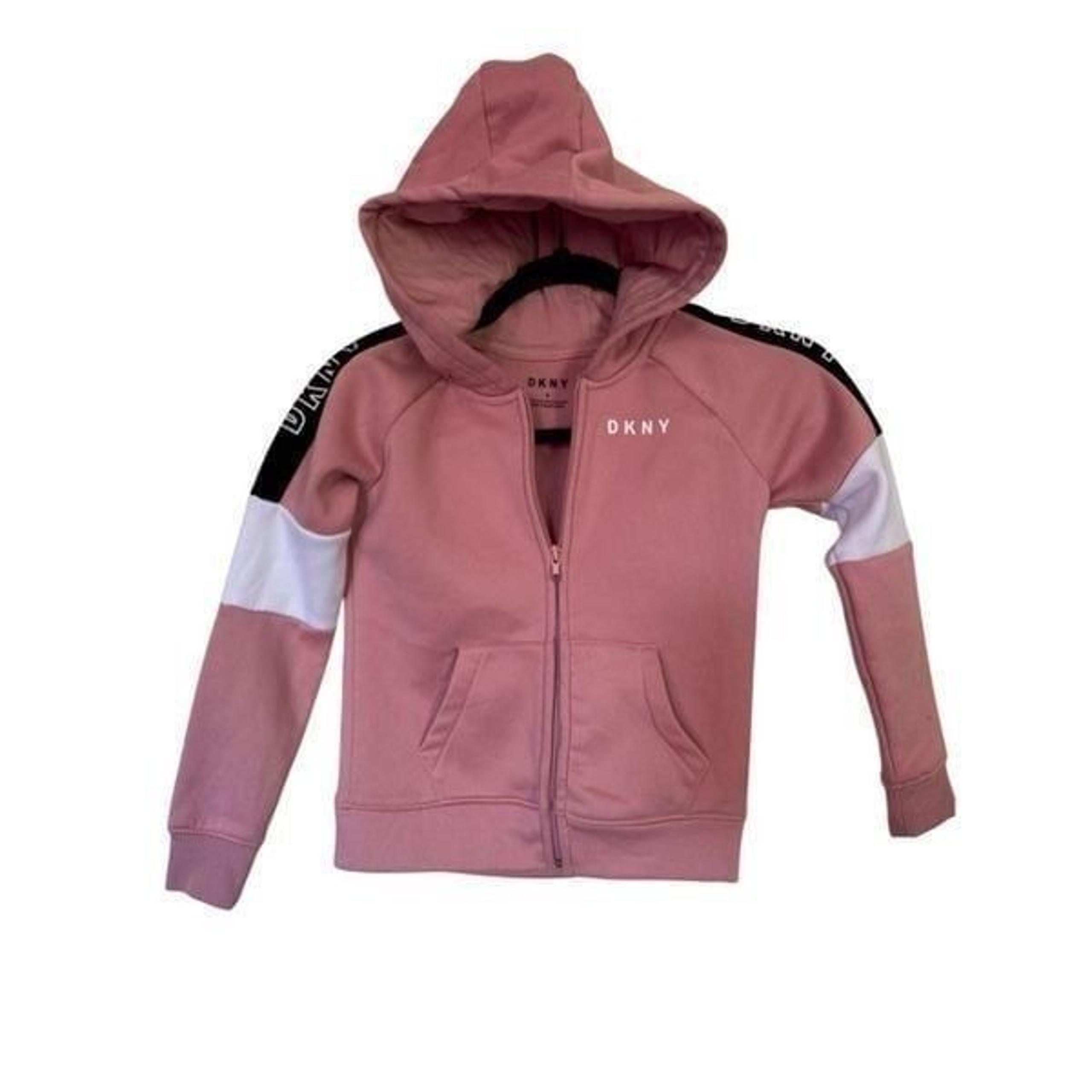 Girls DKNY 2pc Outfit Set Pink Zip-up Hoodie & Grey Sweatpants