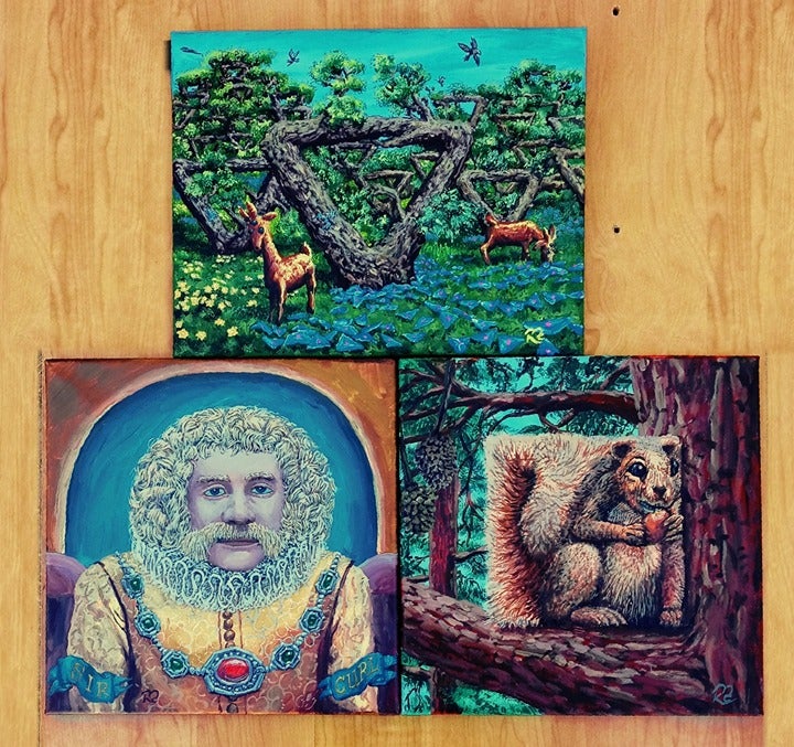 Acrylic paintings with hidden humor