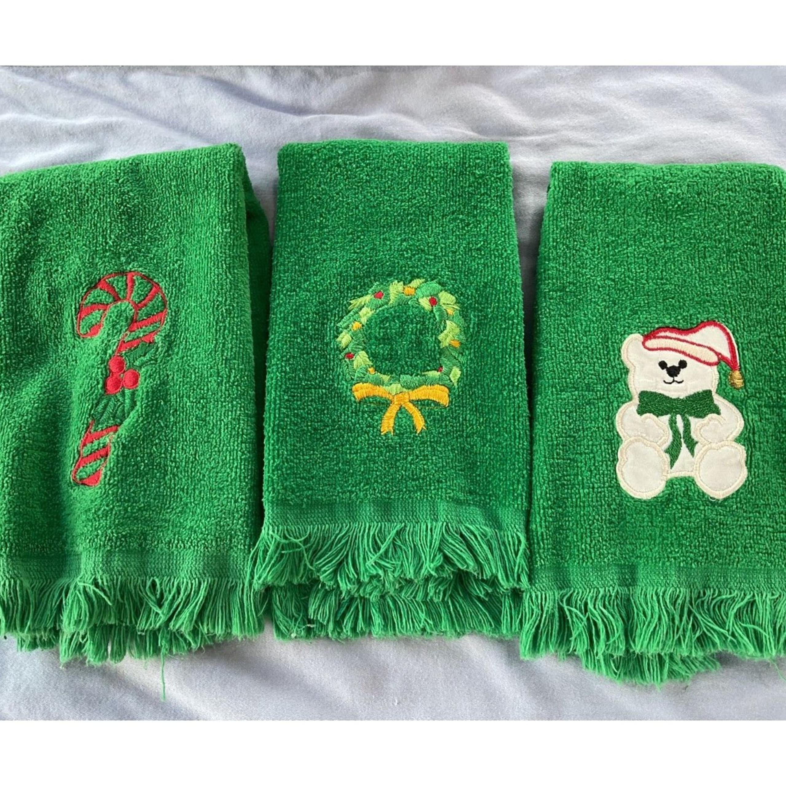 Vintage Cannon Christmas Hand Towel Set of 3