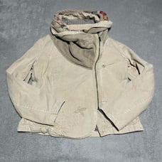 Desigual Jacket Womens Large 42 Beige Tan Floral Zip Up Boho