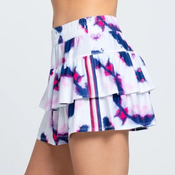 NWOT Lucky In Love 13” High Rise Tiered Pocket Tennis Skirt Skort White Blue XS