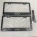 Infiniti Bundle 2x Black Steel License Plate Frames + Leather Keychain Brand New