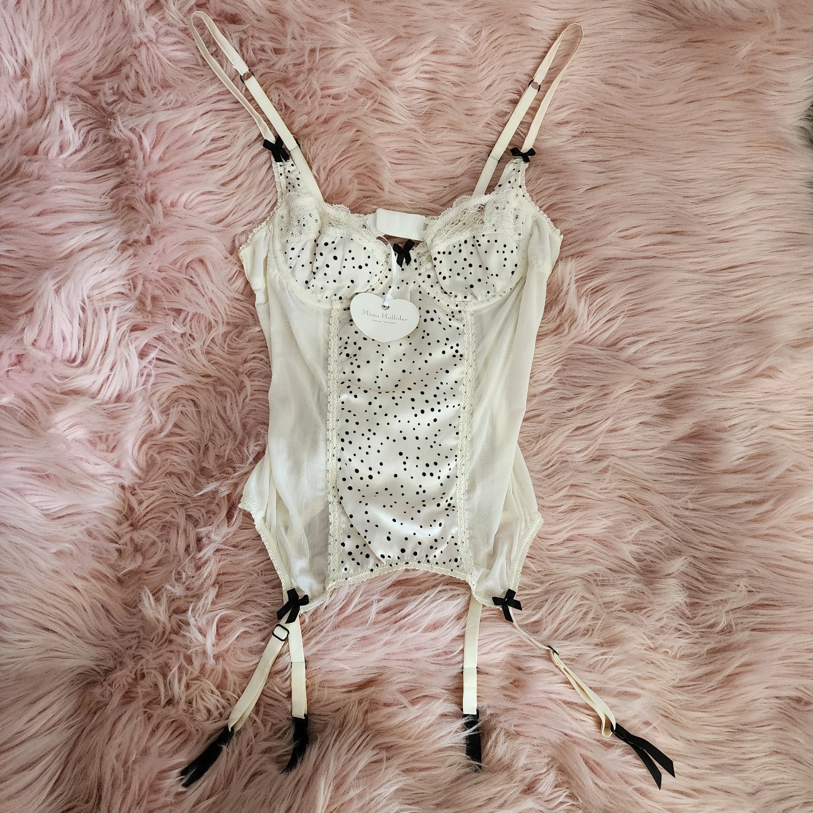Mimi Holliday silk polka dot bustier lingerie Sz Small