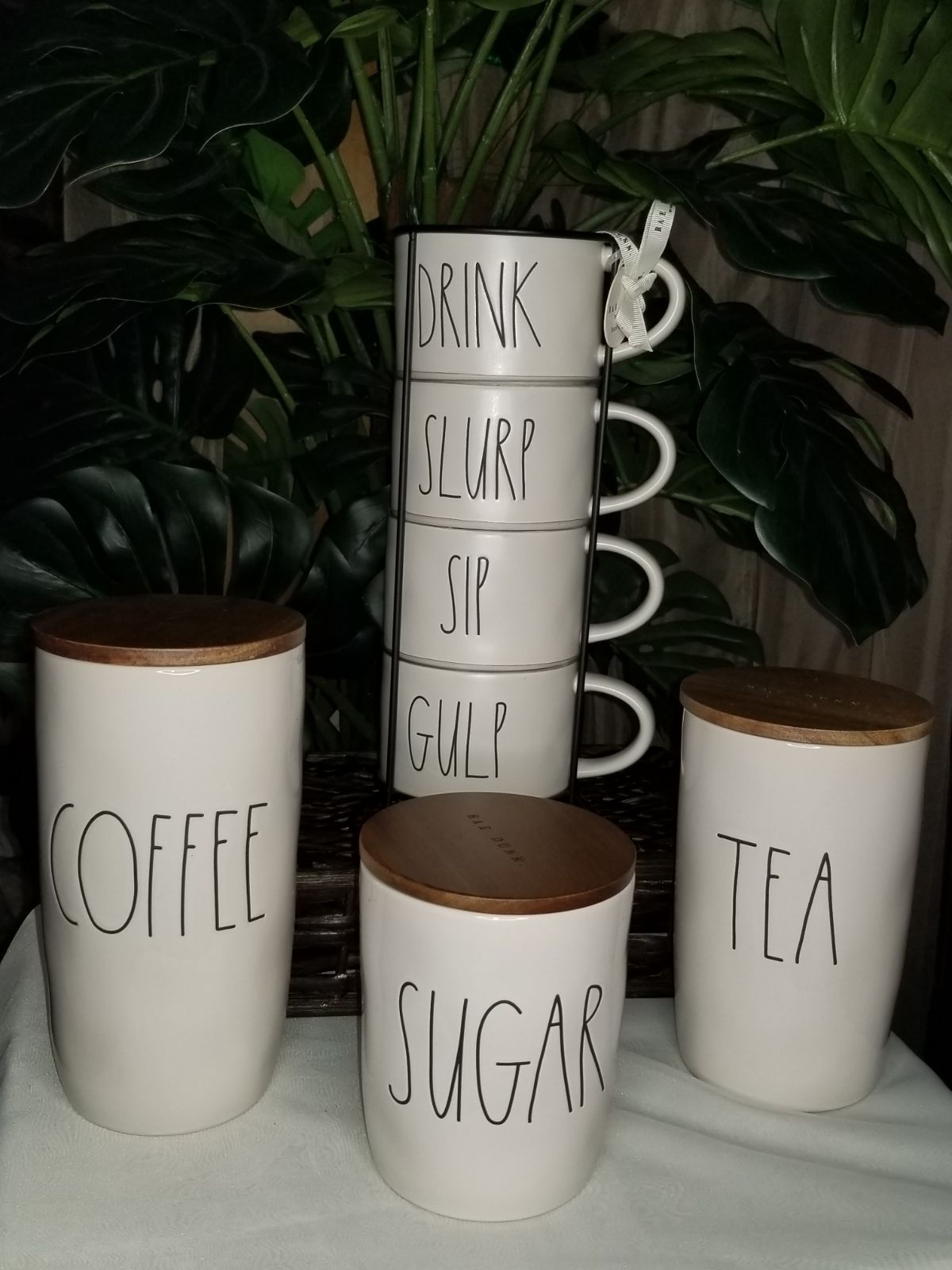 Rae Dunn SUGAR,COFFEE,TEA,CANISTERS & MUGS