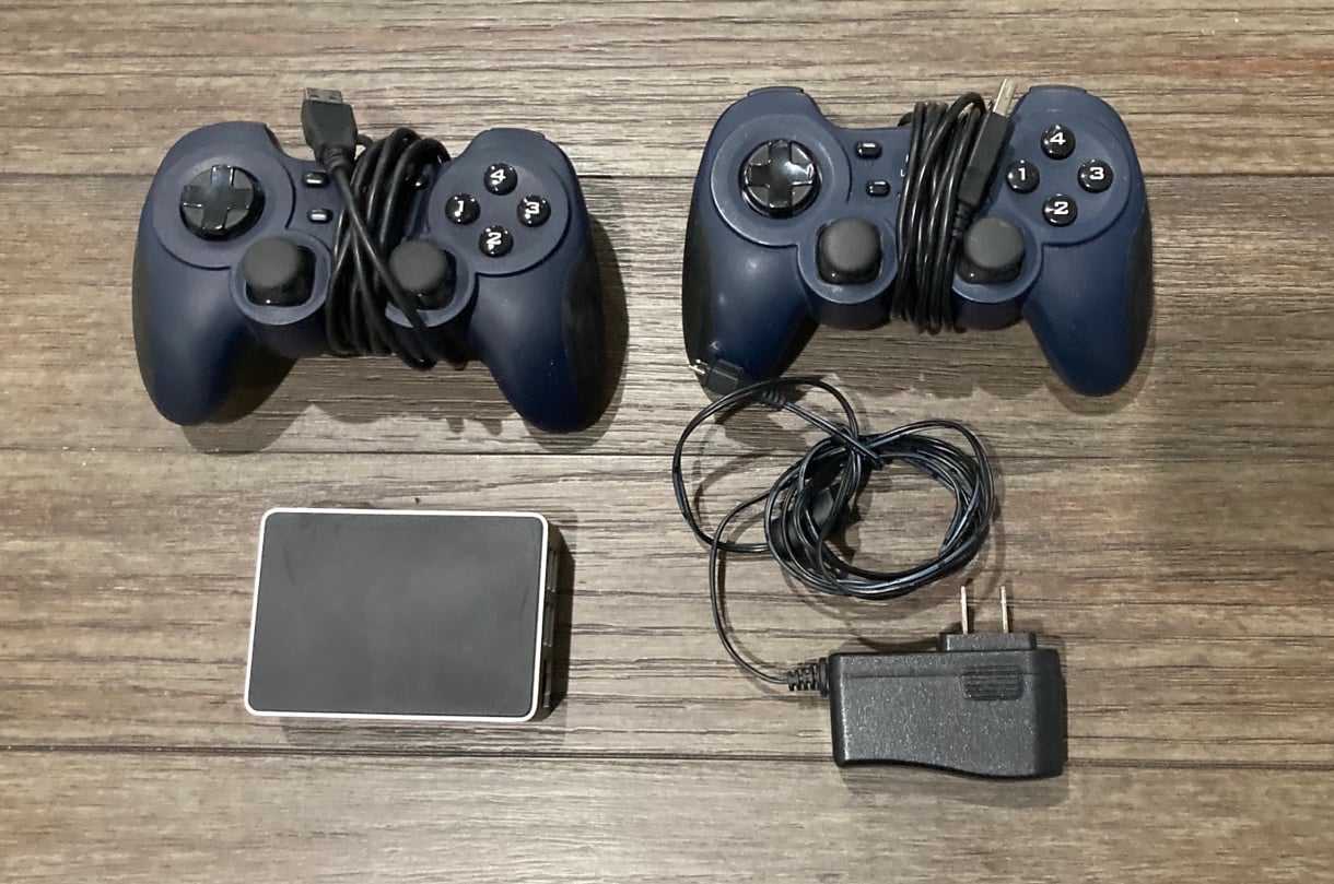 Raspberry Pi 3b+ with power cable and controllers