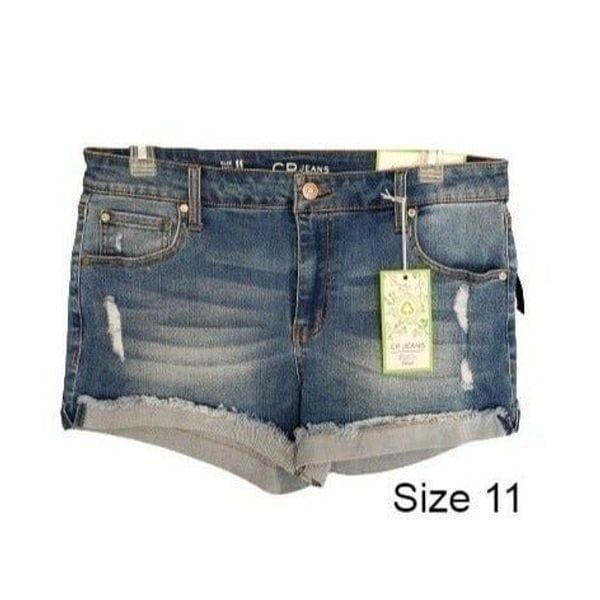 Women's Jean Shorts Stretch Denim Distressed Shorty Shorts Cuffed 11/30 NWT