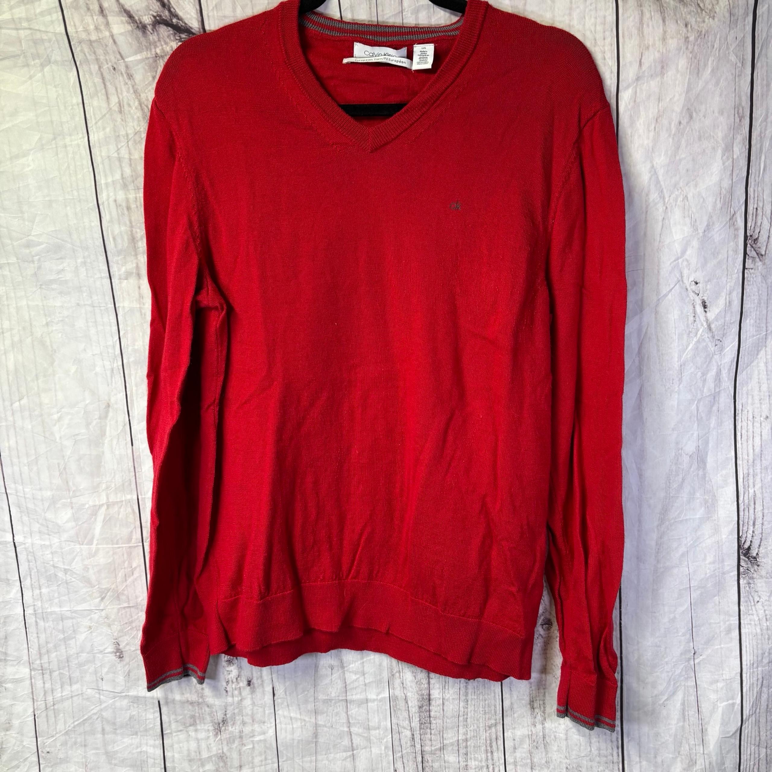 Calvin Klein European Yarn Vneck Long Sleeve Pullover Sweater Large
