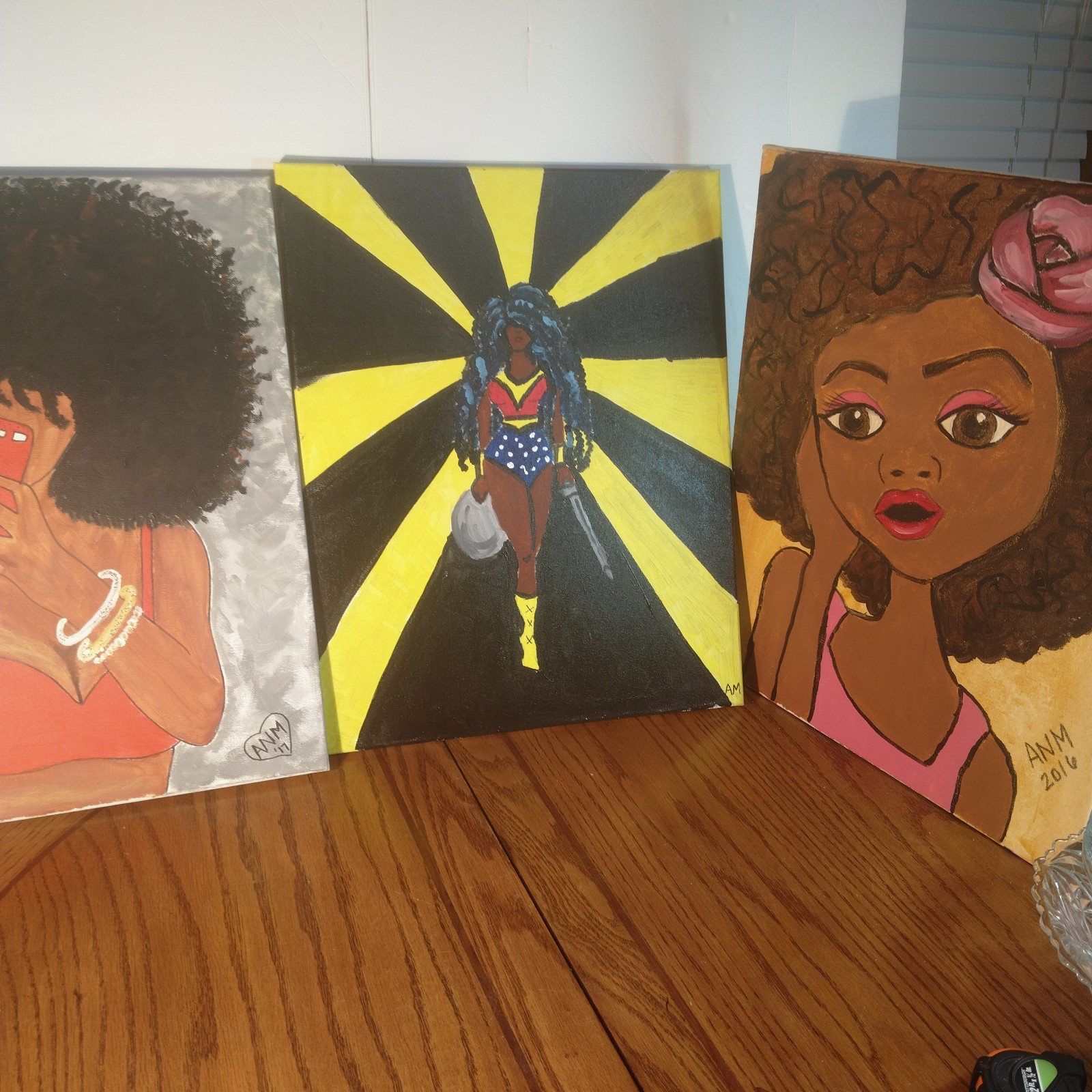 3 signed hand painted pictures