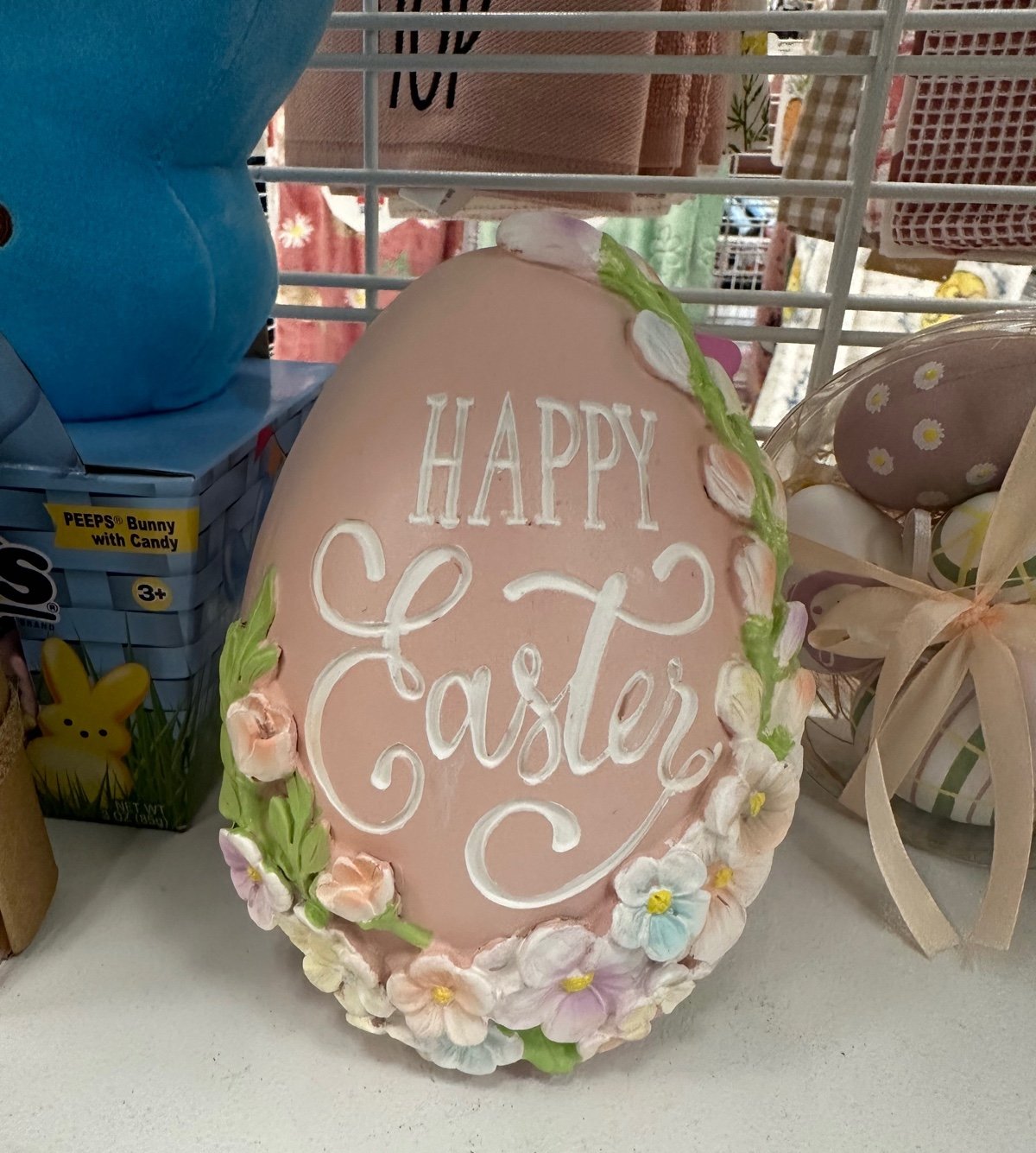 Pink happy easter egg decor