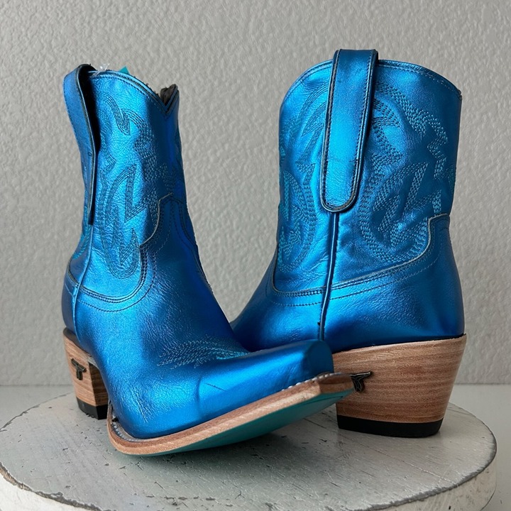 Lane SMOKESHOW Womens Cowboy Boots 7.5 Blue Leather Western Cowgirl Short Bootie