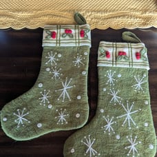 Crate & Barrel Rustic Green Wool Stockings – Set of 2