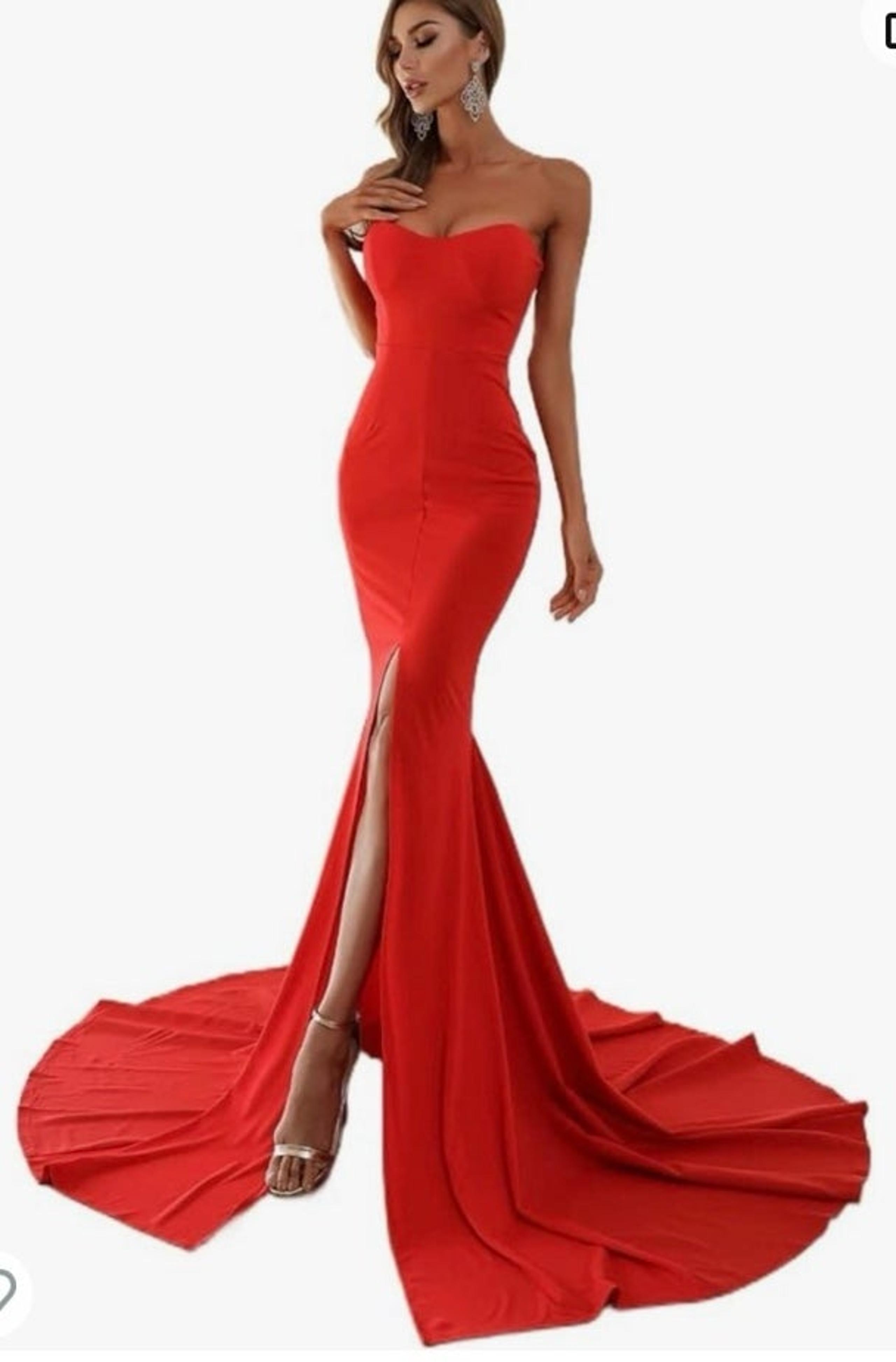 dress IFAJOOR Womens Dresses, Split Mermaid Hem Floor Length Tube Prom Dress, Ca