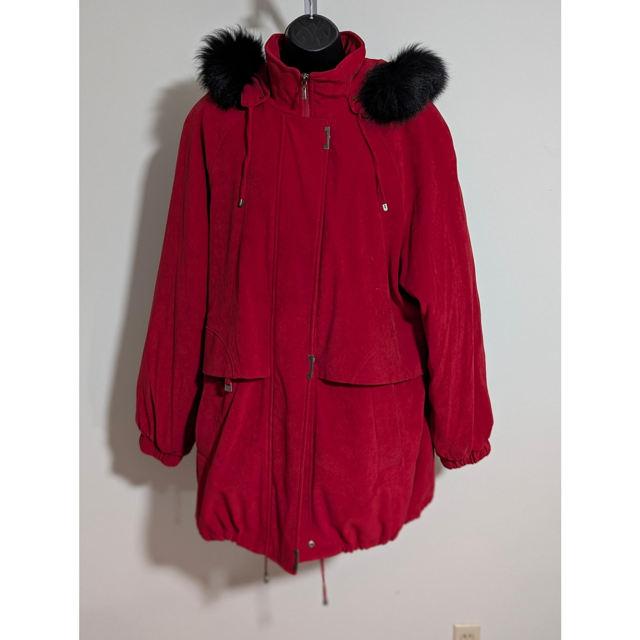 XL- Fleet Street- Deep Red Women's Long Winter Coat Parka