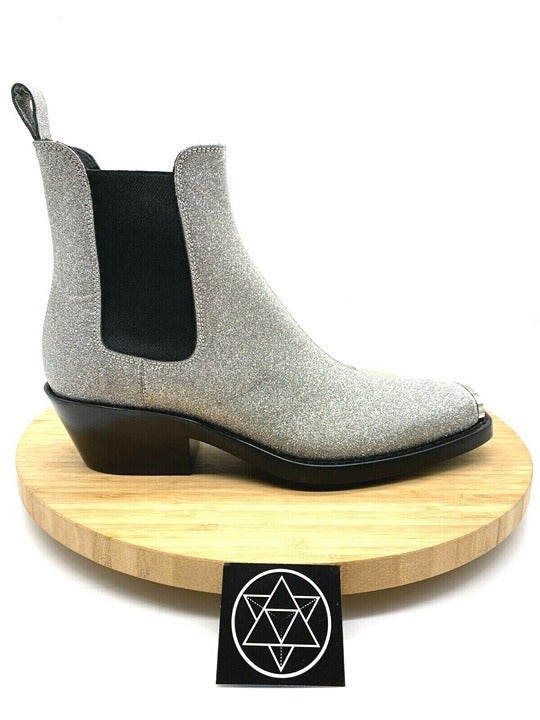 RAF X CALVIN KLEIN Boots Womens US 7 EUR 37.5 Silver Glitter Western 205W39NYC