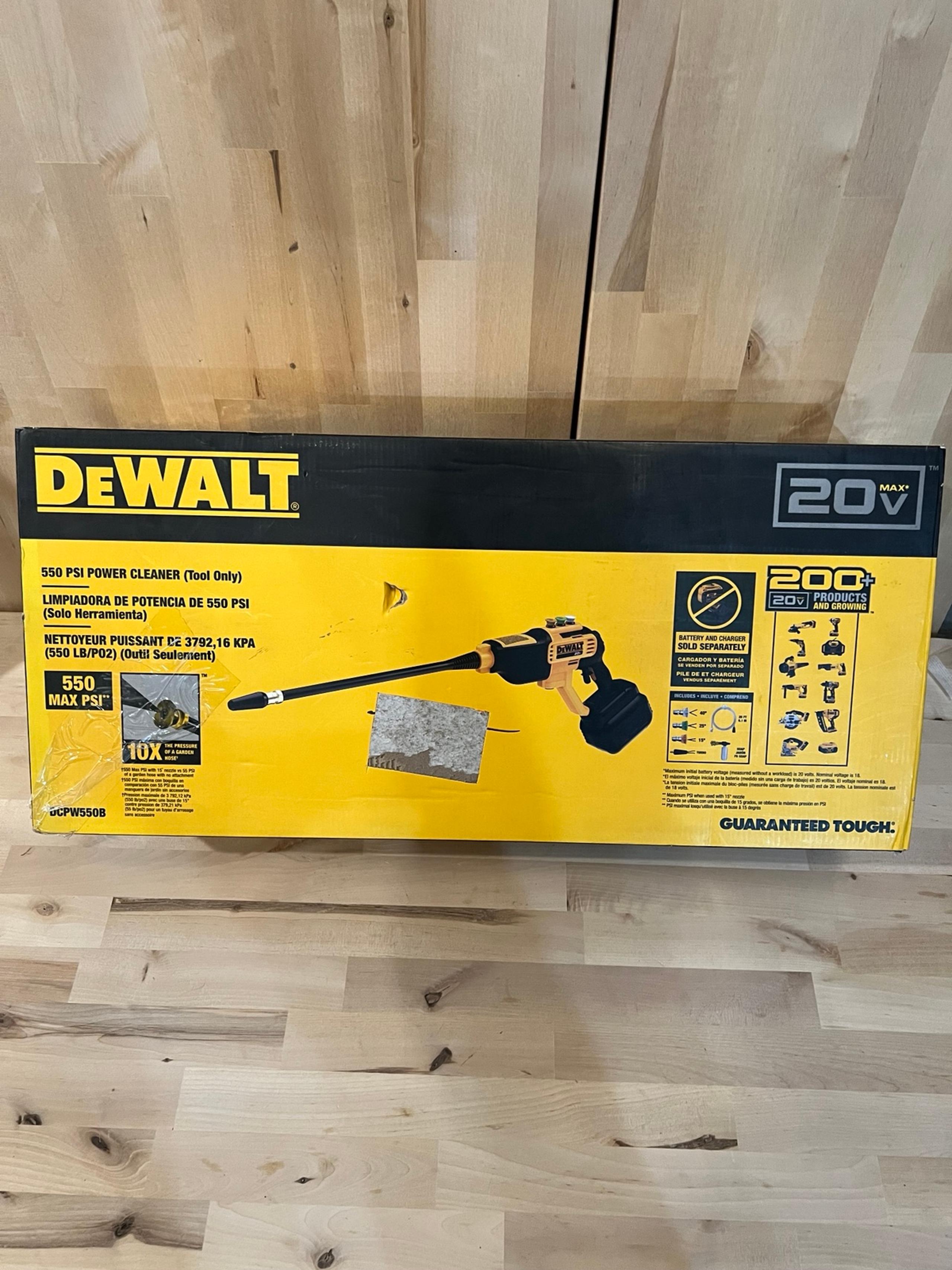 DEWALT 20V MAX 550 PSI 1.0 GPM Cold Water Cordless Battery Power Cleaner