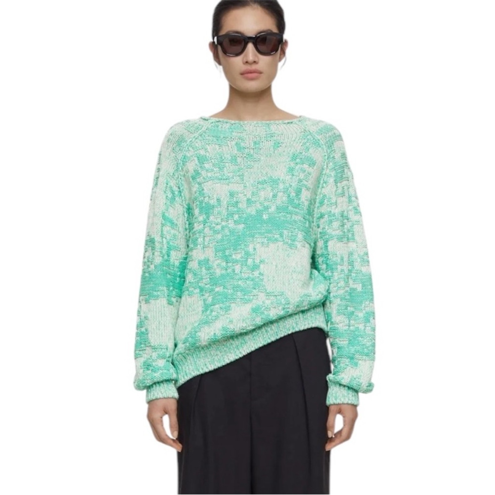 Closed Mint Green Chunky Two-Tone Knit Sweater – Sz Large