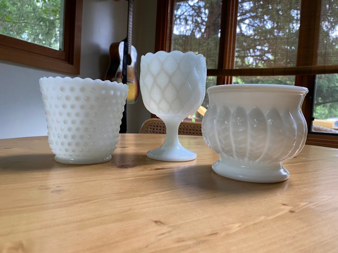 Antique Vintage Milk Glass (x3)