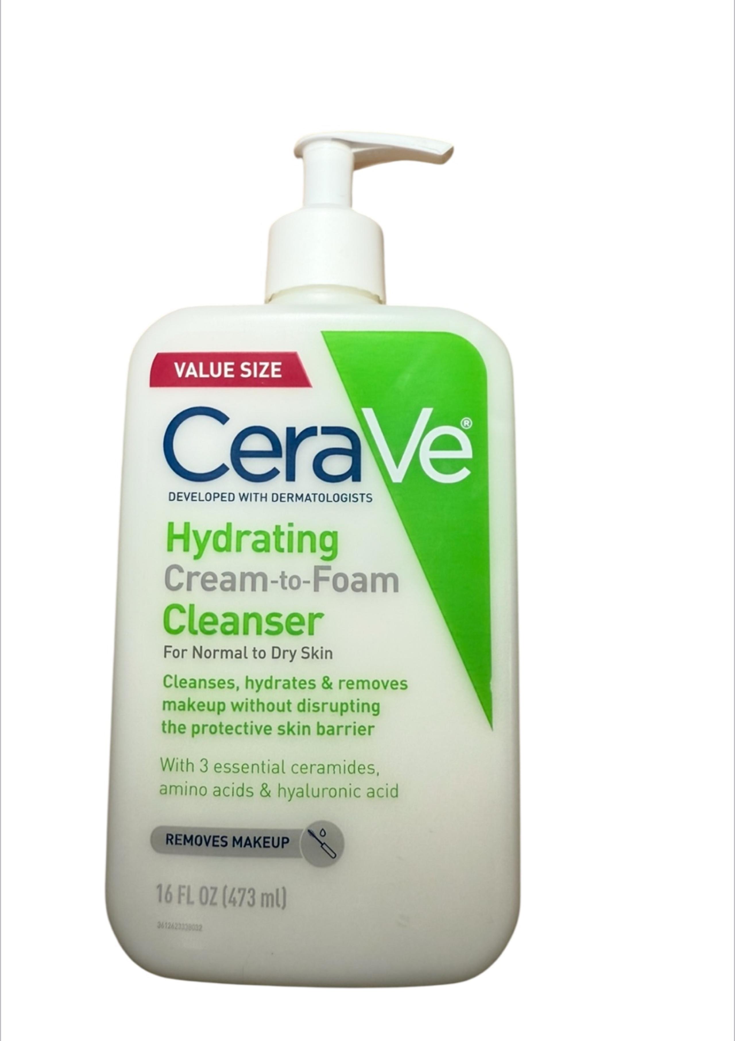 Cerave Hydrating
Cream-to-Foam
Cleanser 16 oz
