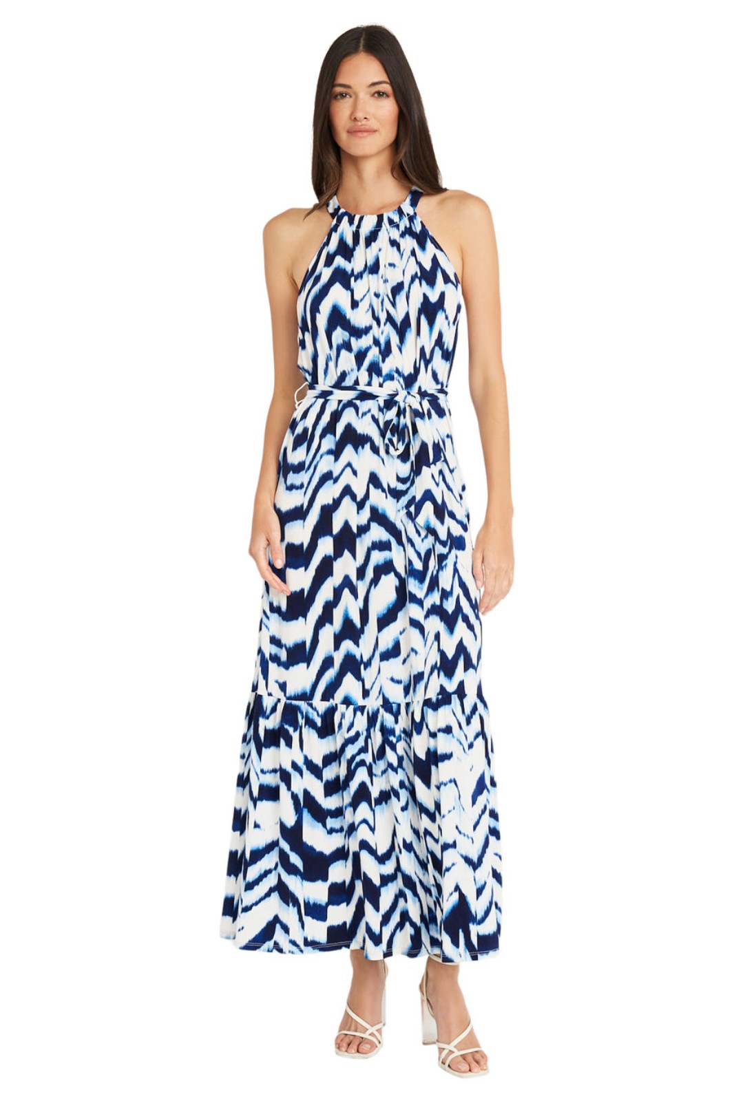 Maggy London Womens Willa Dress In Soft White/ Blue Sapphire Sz 2