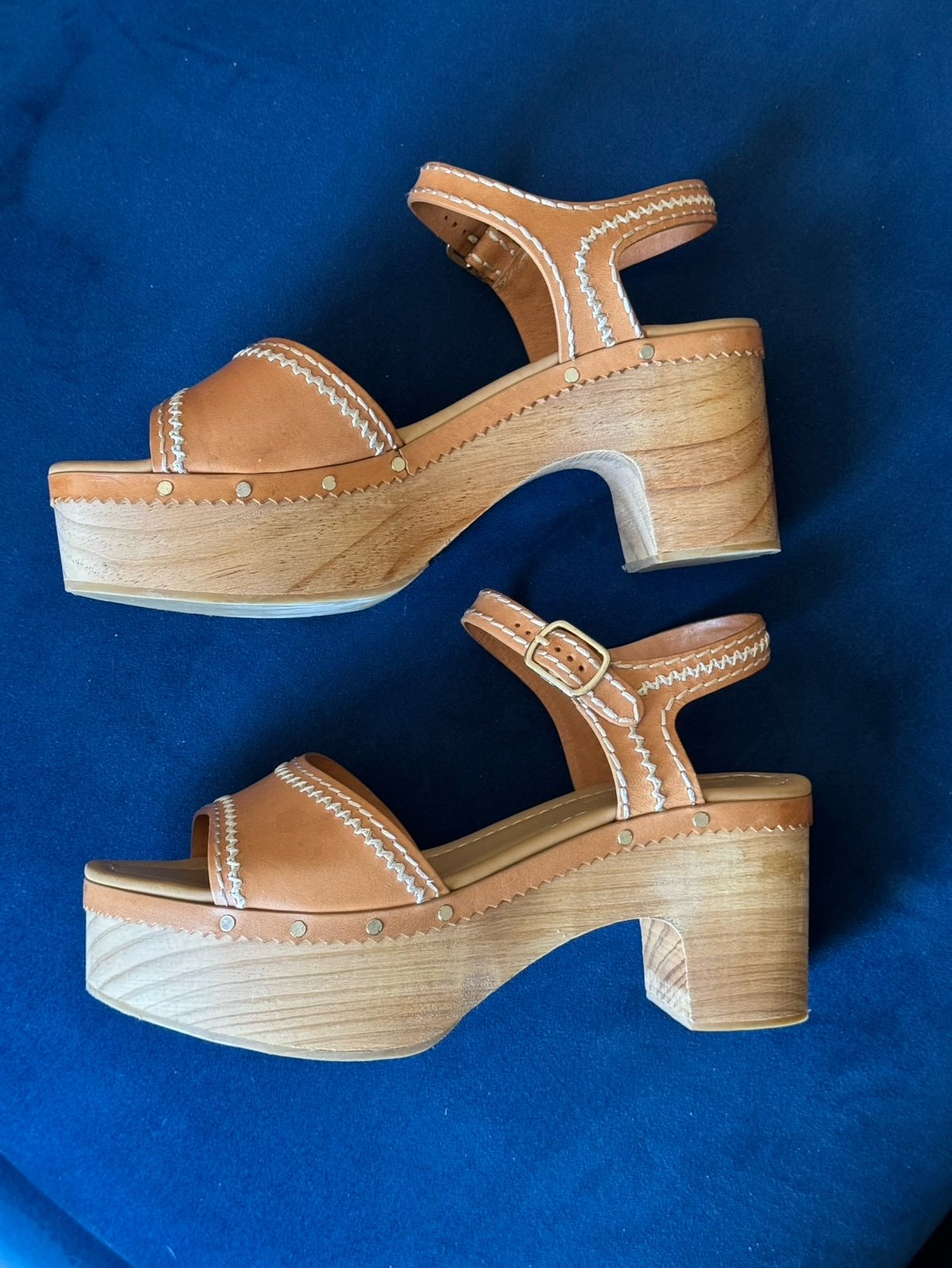 Sandro Paris Audrey leather platform wood heels