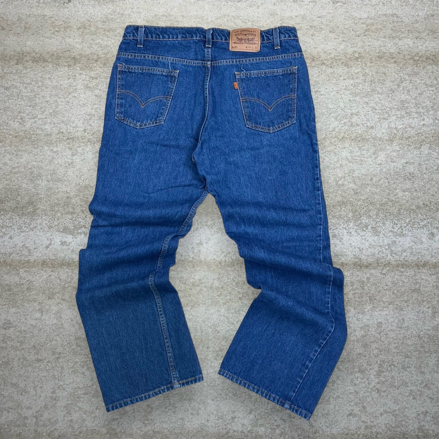 Vintage Orange Tab Levis Jeans 517 Bootcut Flared Made in USA Dark Wash 90s