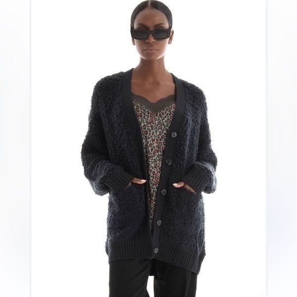 UGG Women's Sherell Cloudfluff Cardigan Sweater in Black NEW