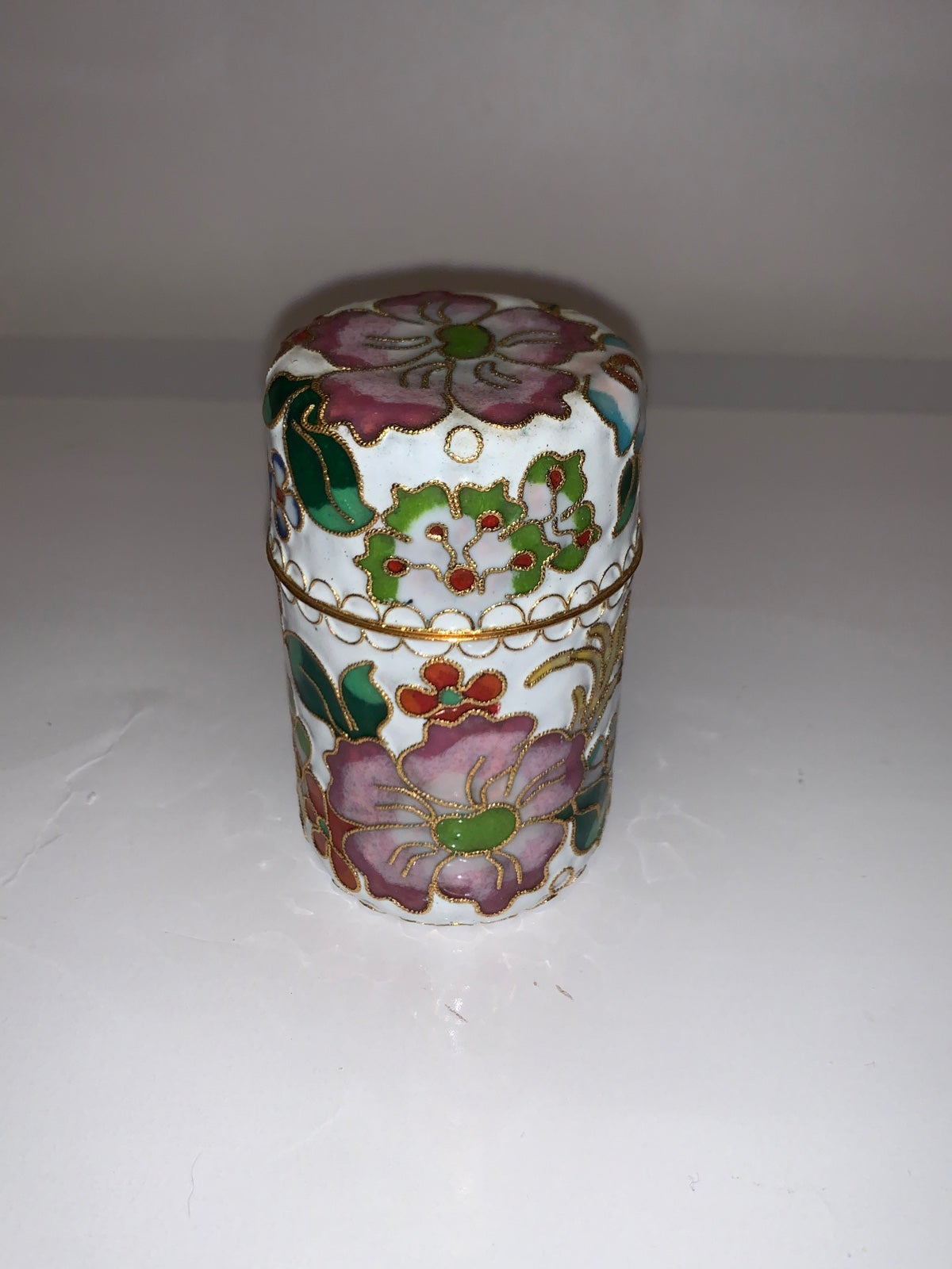 Vintage Exquisitely Cloisonné Tea Tobacco Trinket Caddy Jar