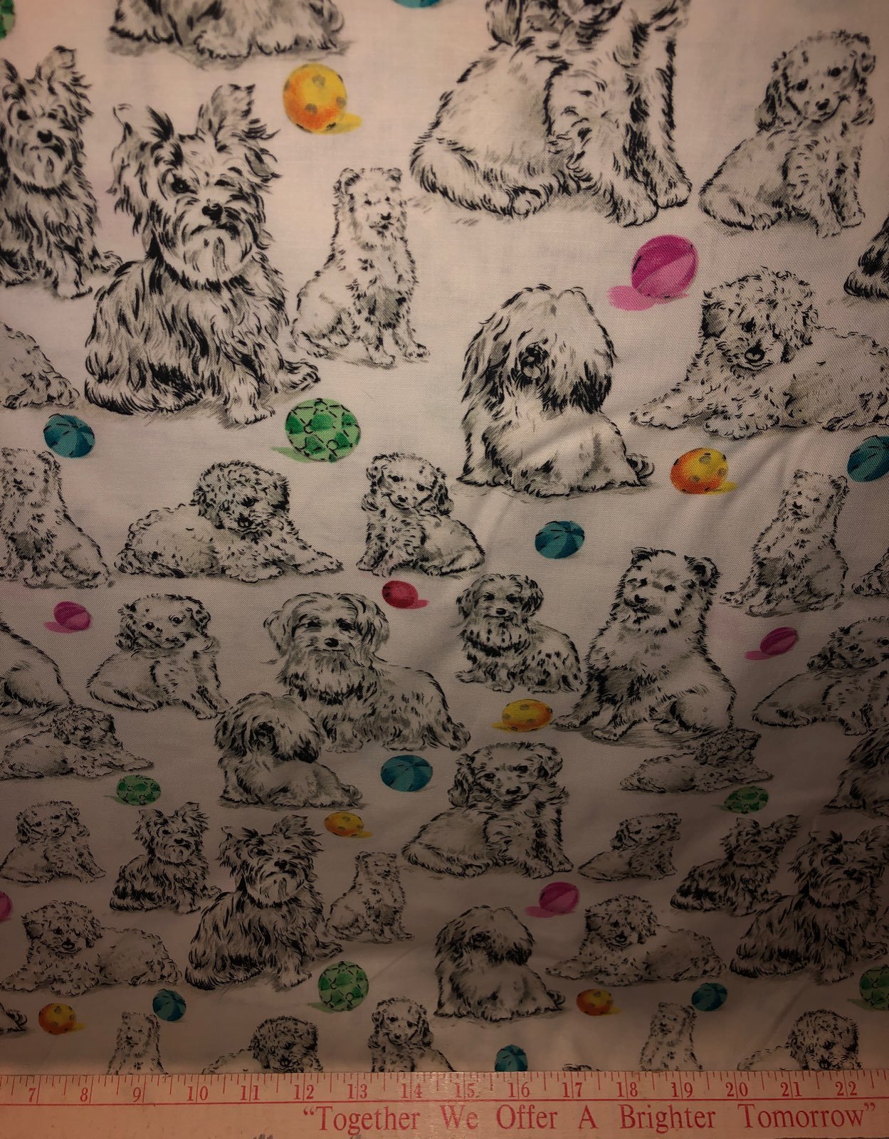 10.5 yards 100% cotton dog fabric