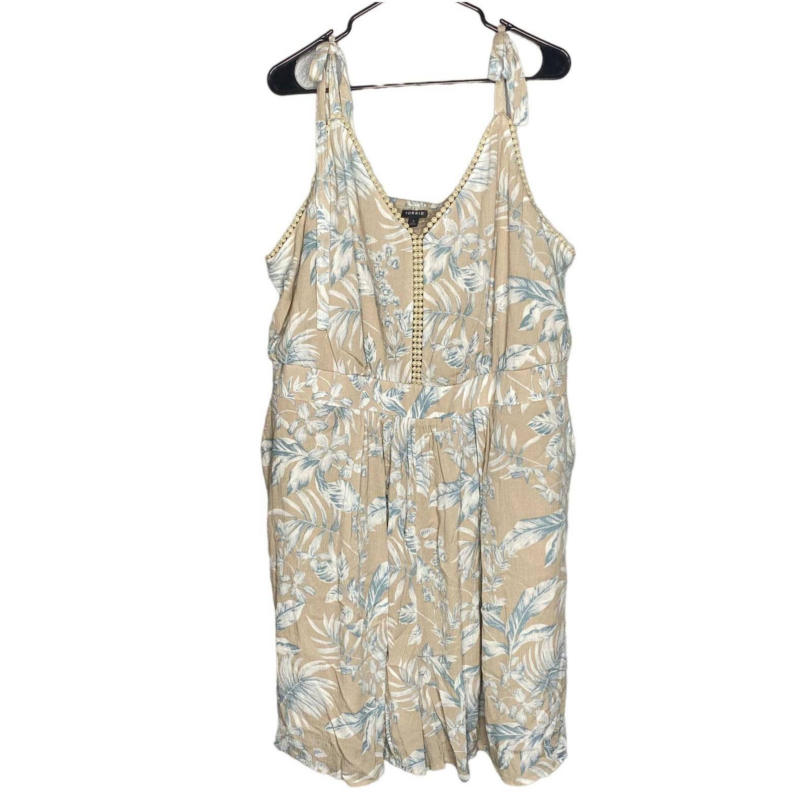 SOLD OUT TORRID Romper Beige Crinkle Size 26 4X Women's Size Spaghetti Strap