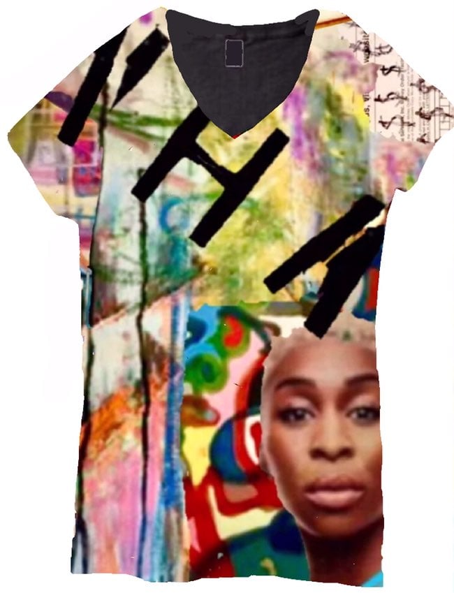Graphic T-Shirt Art V-Neck Cotton