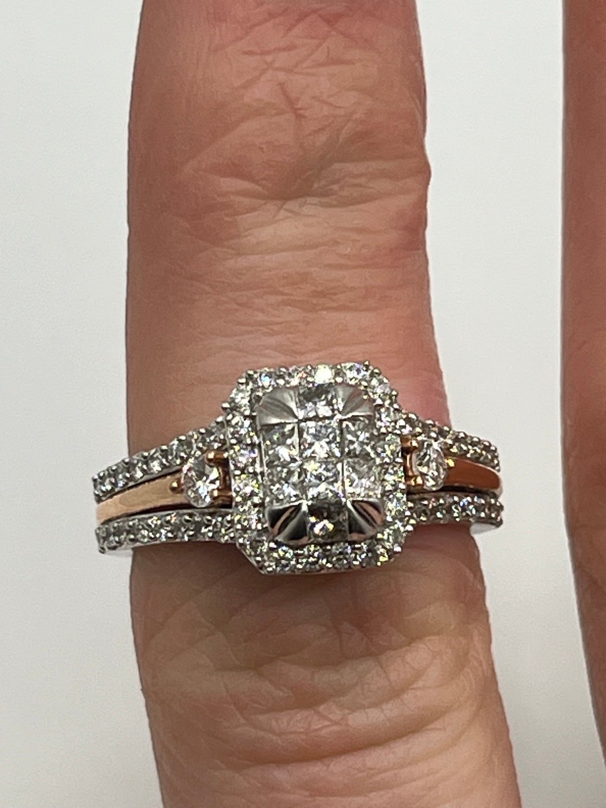 14K White and Rose Gold Diamonds Engagement Ring