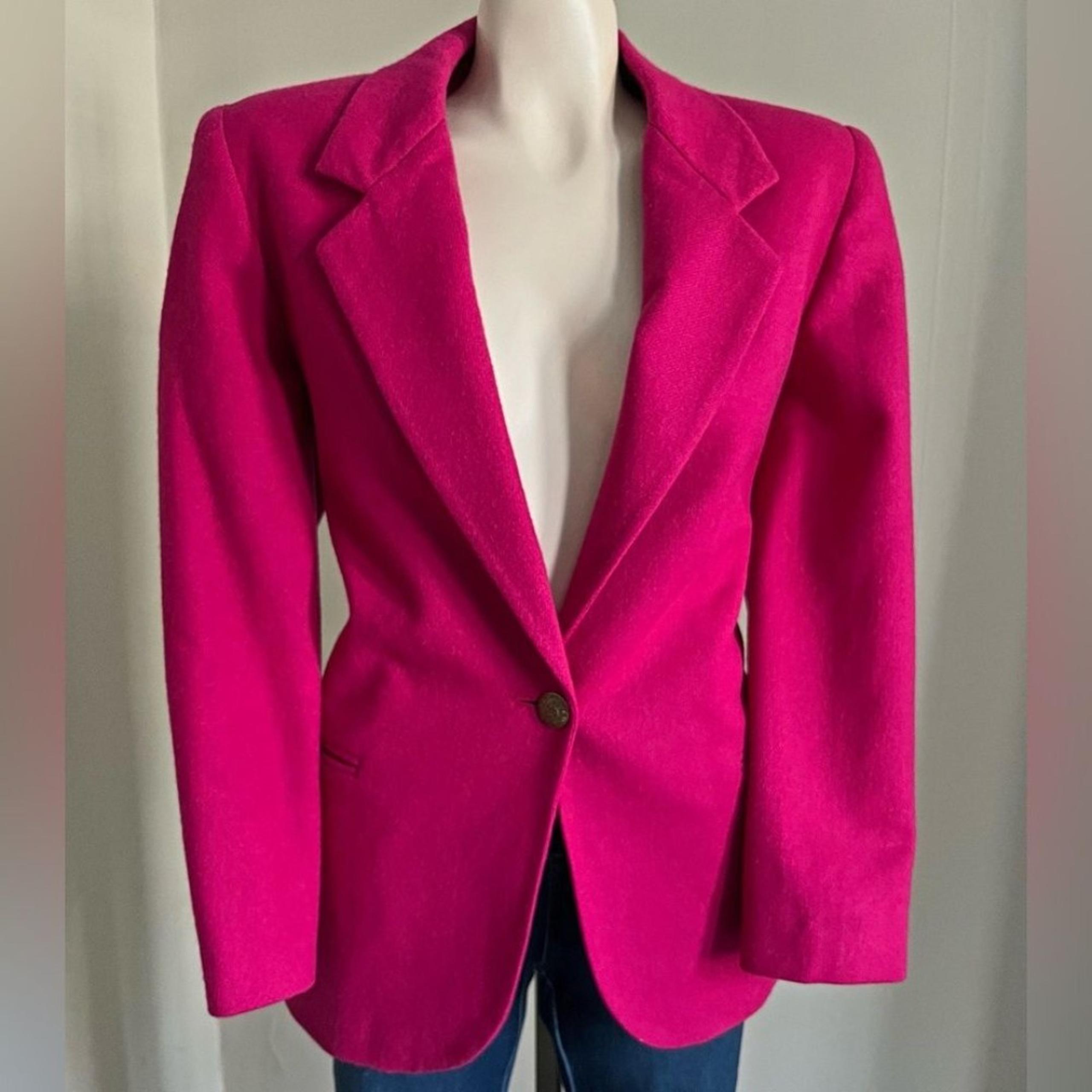 Vintage 80’s pink 100% wool button blazer jacket