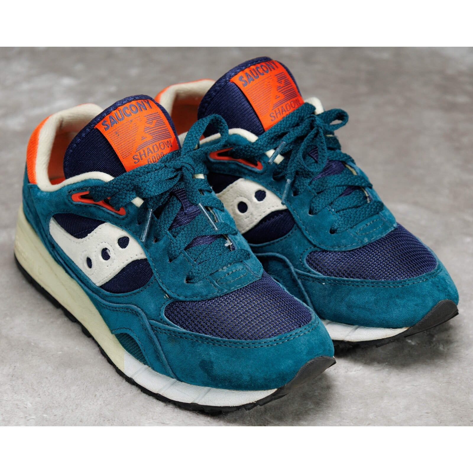 Saucony Shadow 6000 Green Suede Navy Orange Sneakers Mens Size 6.5 Womens 8